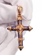 Крест из золота c ониксом и лазуритом