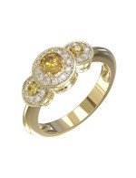 Кольцо из лимонного золота c бриллиантами