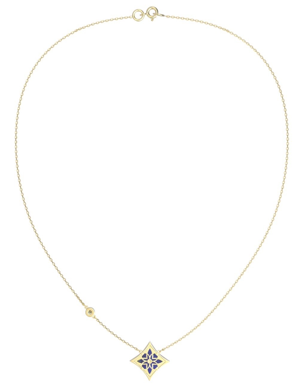 Колье из лимонного золота c бриллиантами и лазуритом