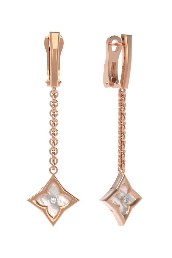 Серьги из золота c бриллиантами и перламутром