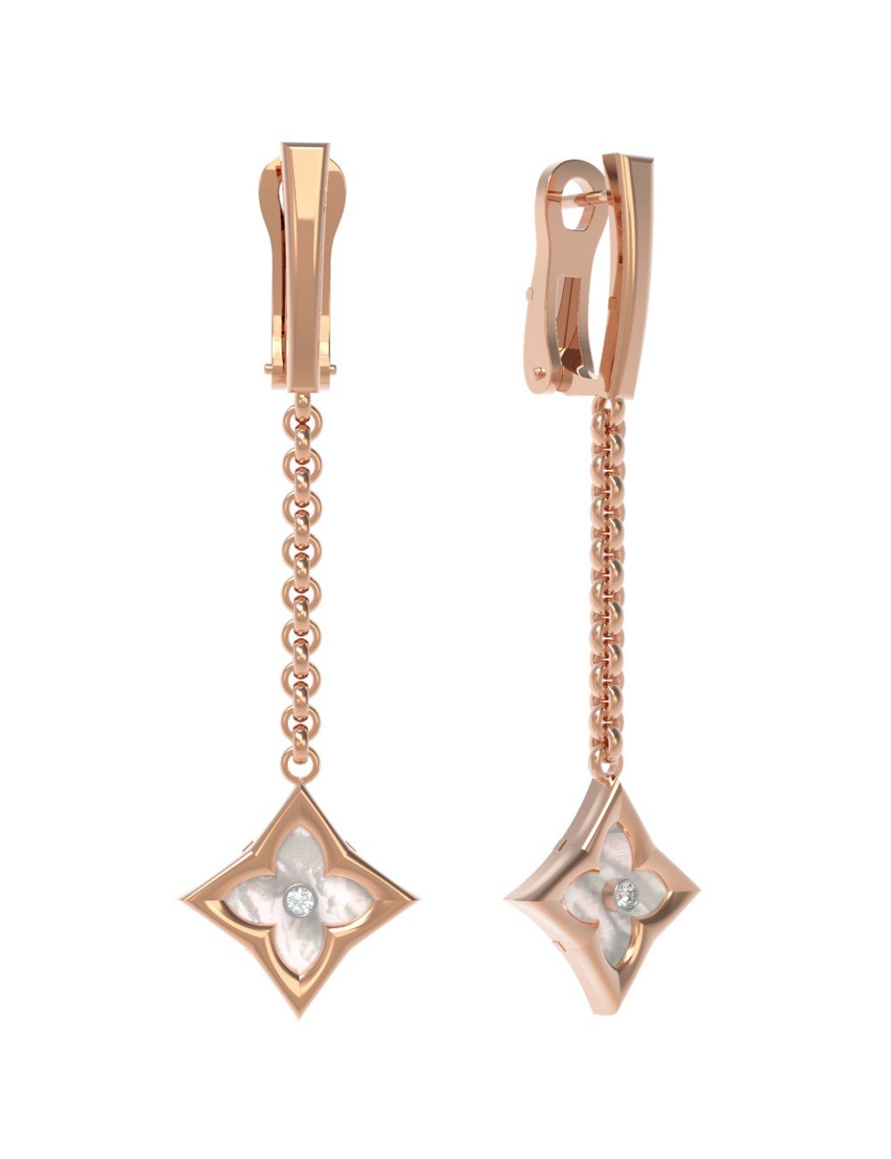 Серьги из золота c бриллиантами и перламутром