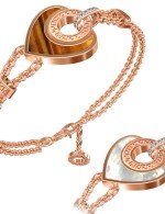 Браслет из золота c фианитом, тигровым глазом и перламутром