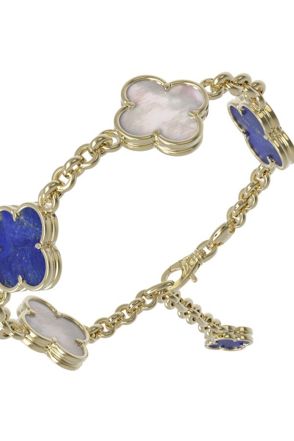 Браслет из лимонного золота c лазуритом и перламутром