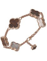 Браслет из золота c тигровым глазом и перламутром