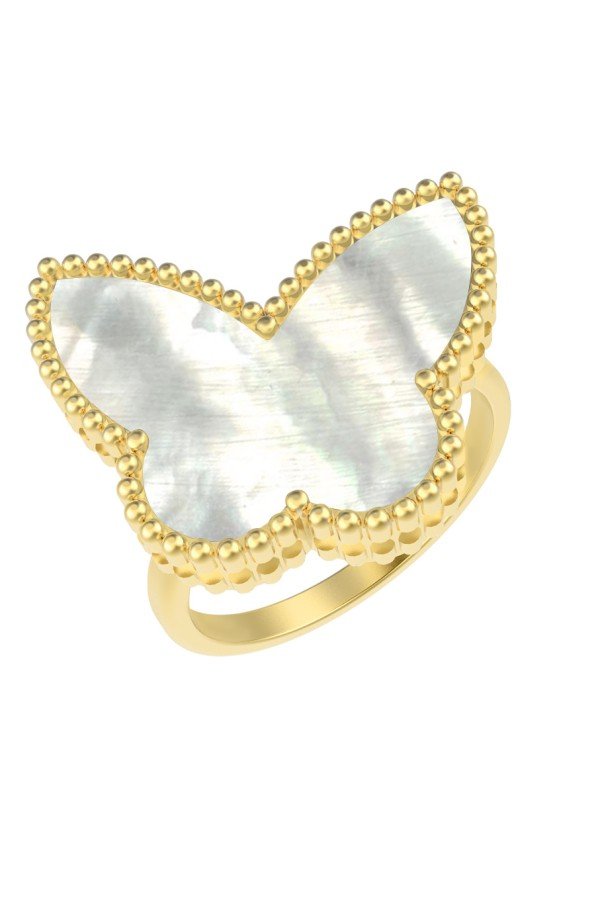 Кольцо из лимонного золота c перламутром