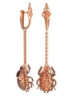 Серьги из золота c эмалью, фианитом и гранатом