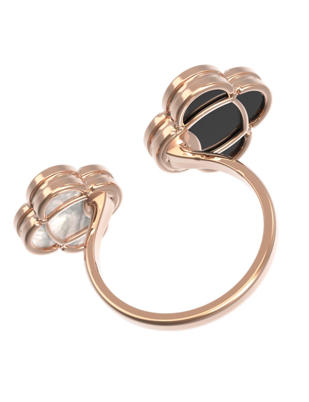 Кольцо из золота c ониксом и перламутром