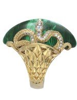 Кольцо из лимонного золота c бриллиантами и малахитом