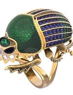 Кольцо из лимонного золота c эмалью, фианитом и турмалином