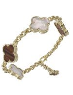 Браслет из лимонного золота c тигровым глазом и перламутром