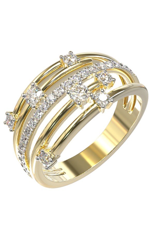 Кольцо из лимонного золота c бриллиантами