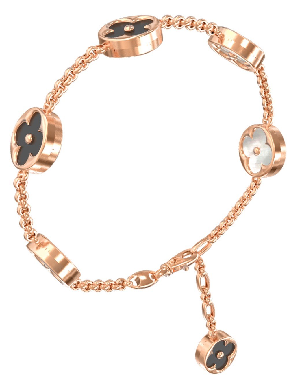 Браслет из золота c ониксом и перламутром