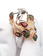 Кольцо из золота c фианитом и гранатом