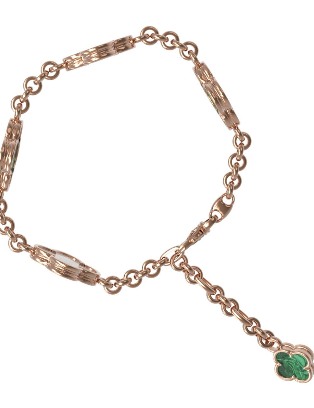 Браслет из золота c малахитом и перламутром