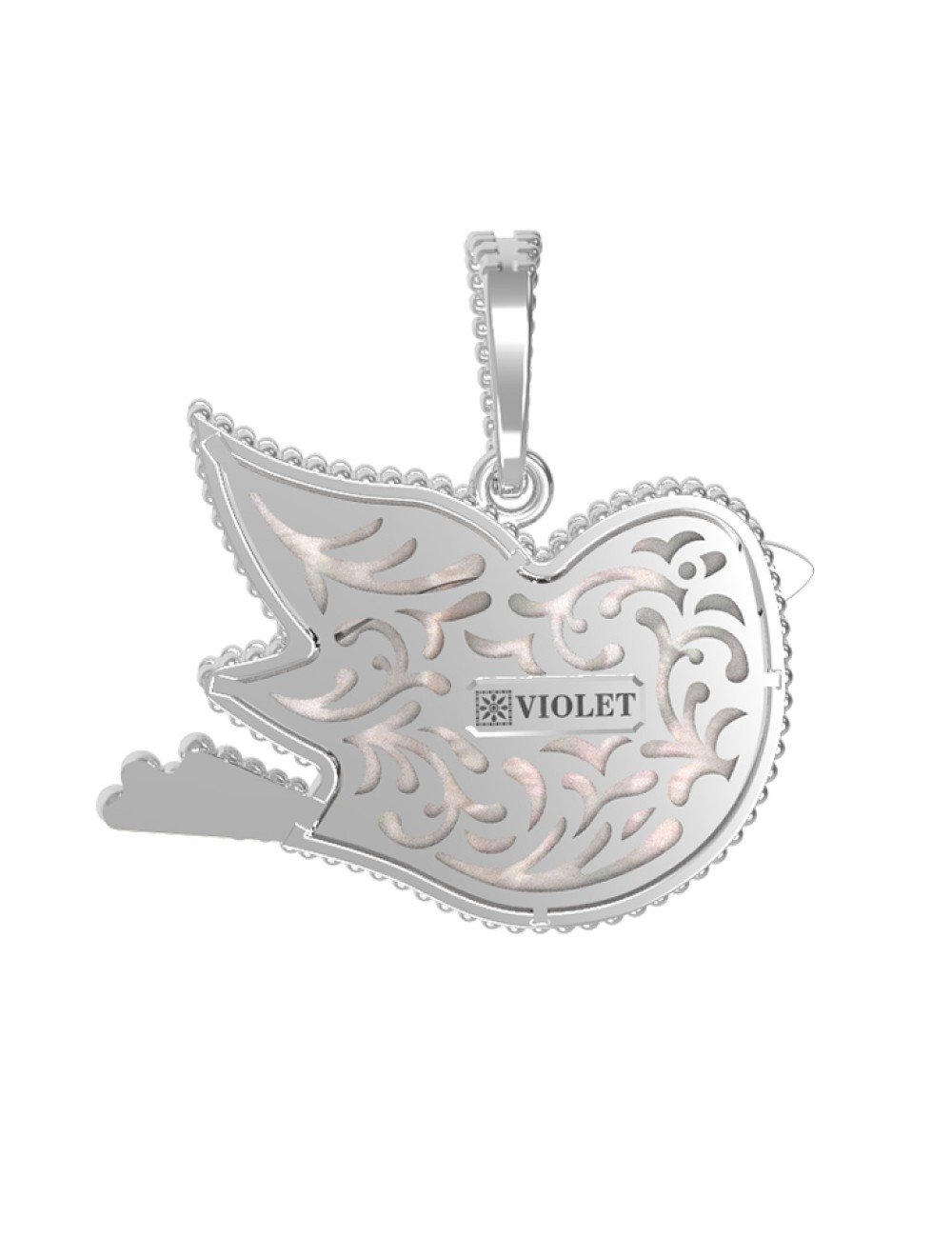 Подвеска из белого золота c эмалью и перламутром