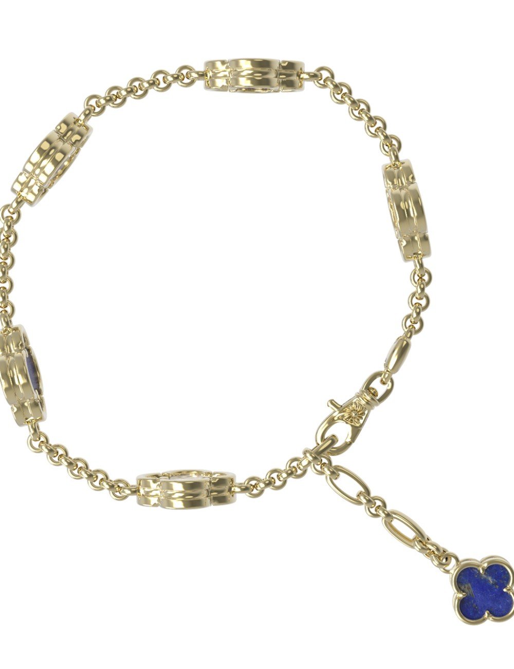 Браслет из лимонного золота c лазуритом и перламутром