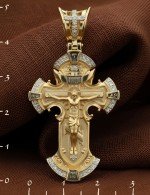 Крест из лимонного золота c бриллиантами