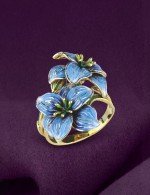 Кольцо из лимонного золота c эмалью