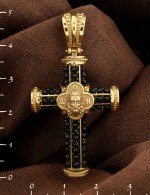 Крест из лимонного золота c ониксом