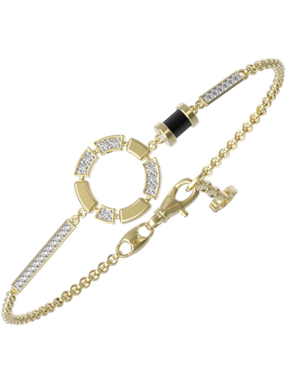 Браслет из лимонного золота c бриллиантами и ониксом