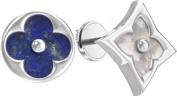 Серьги из белого золота c лазуритом и перламутром