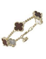 Браслет из лимонного золота c тигровым глазом и перламутром