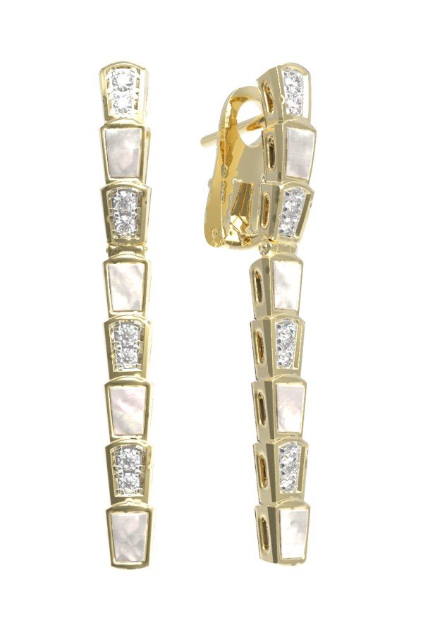 Серьги из лимонного золота c бриллиантами и перламутром