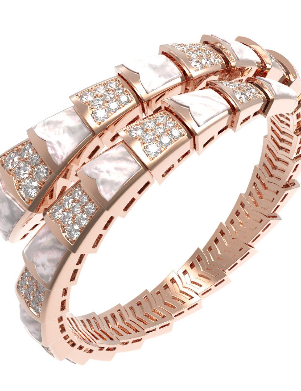 Браслет из золота c бриллиантами и перламутром