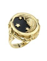 Кольцо из лимонного золота c ониксом и перламутром