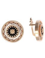 Серьги из золота c ониксом и перламутром