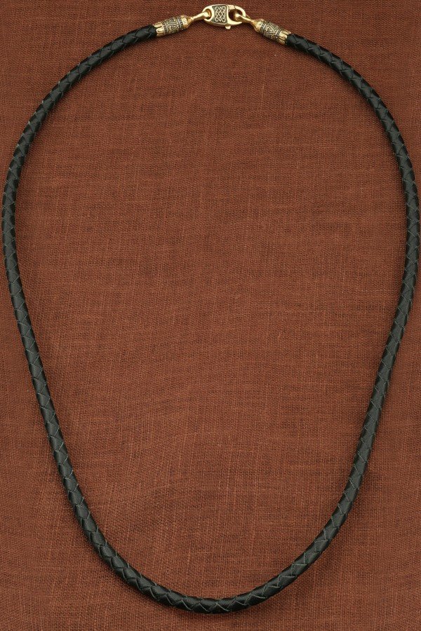 Гайтан из лимонного золота c кожаным шнурком