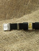 Браслет из серебра и золота c кожаным шнурком