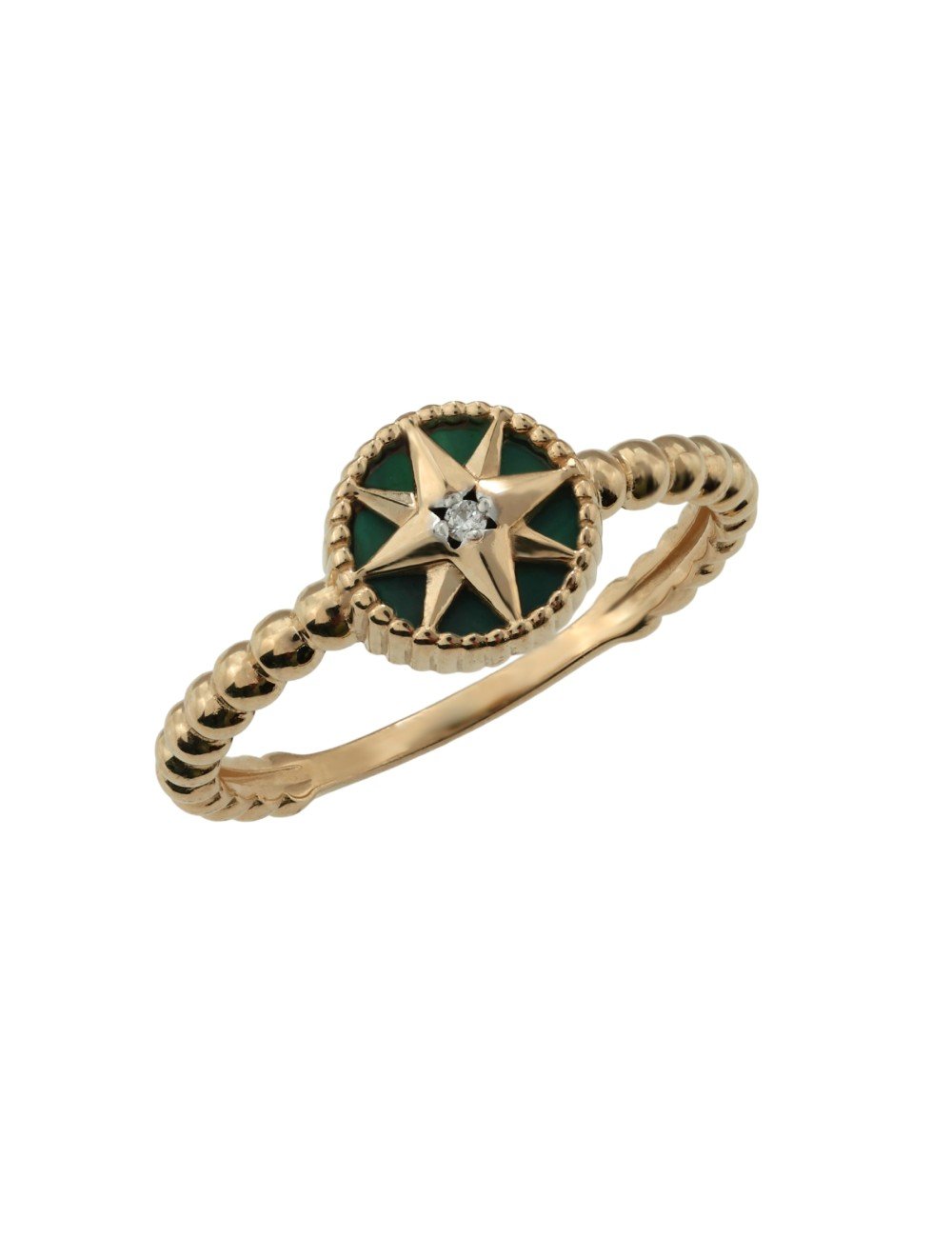 Кольцо из золота c бриллиантами и малахитом