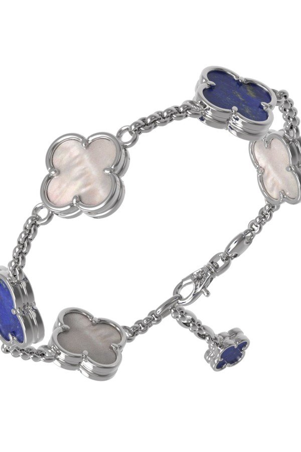 Браслет из белого золота c лазуритом и перламутром