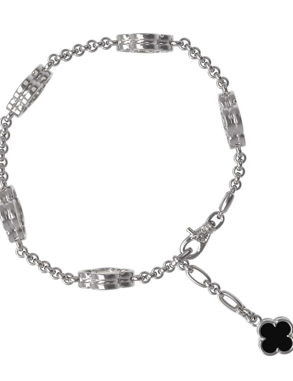 Браслет из белого золота c ониксом и перламутром