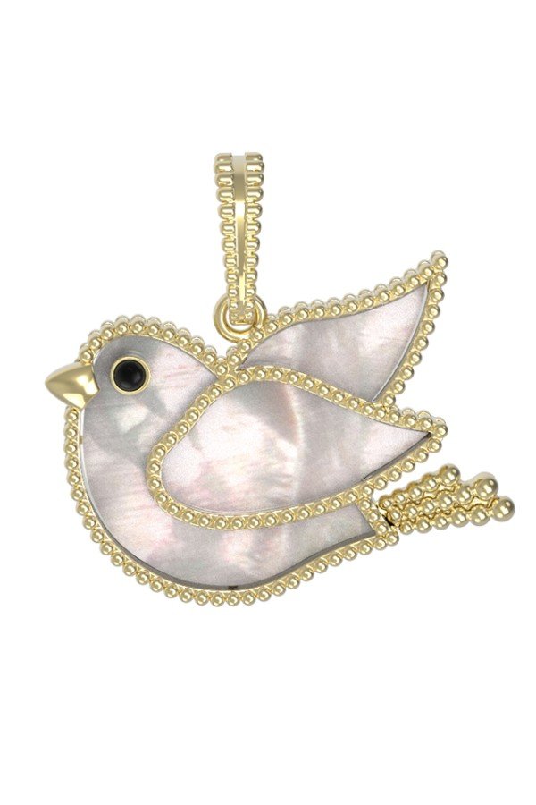 Подвеска из лимонного золота c эмалью и перламутром