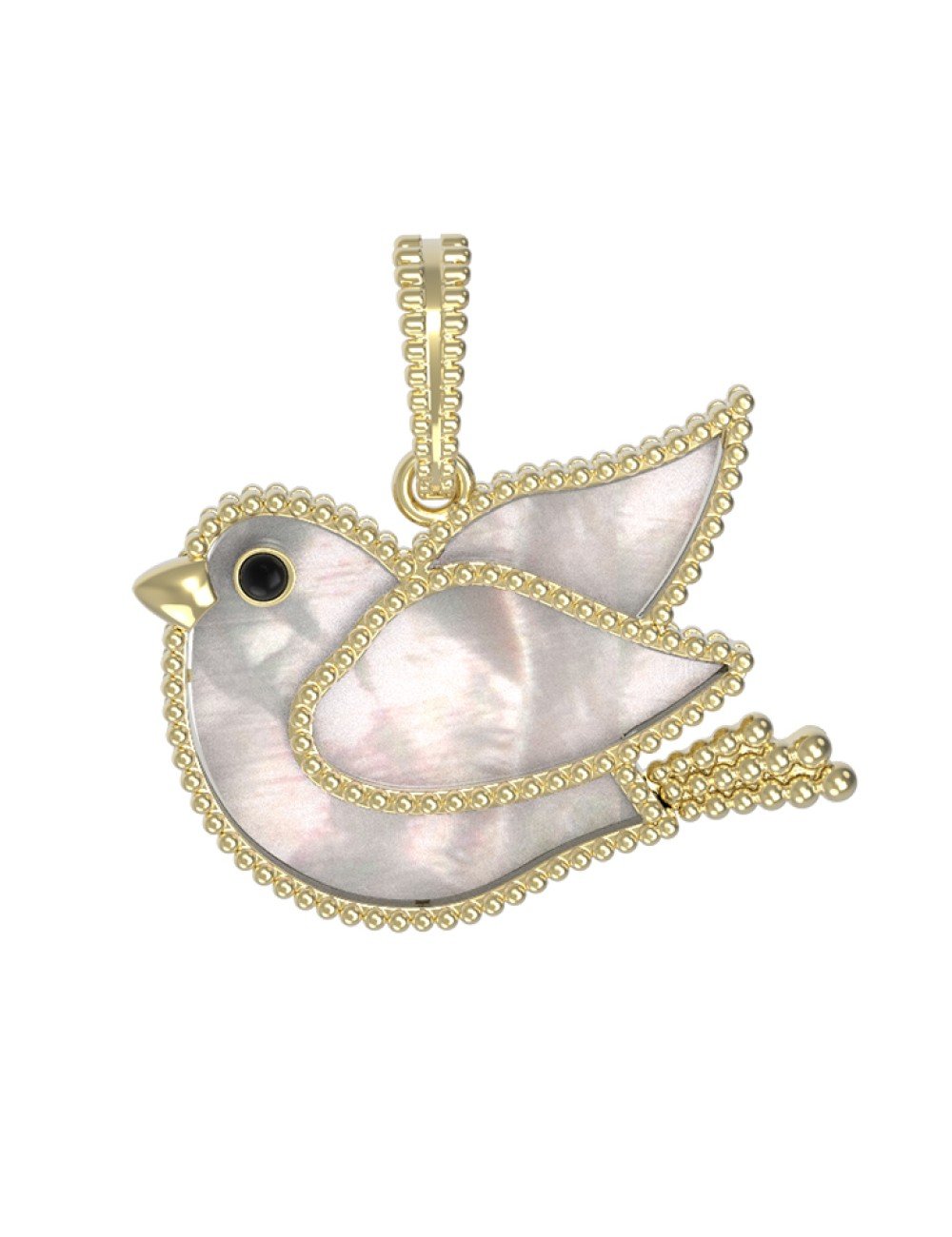 Подвеска из лимонного золота c эмалью и перламутром