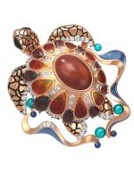 Подвеска из золота c эмалью, фианитом, гранатом и янтарём