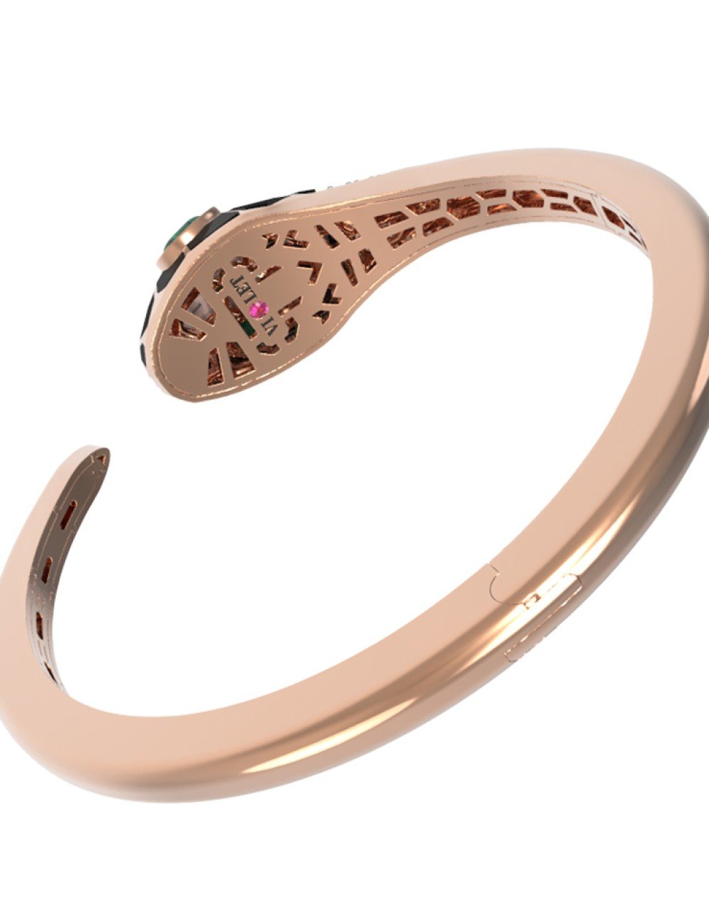 Браслет из золота c бриллиантами, рубином, ониксом, малахитом и перламутром