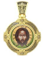 Образок из лимонного золота c эмалью и иконописью