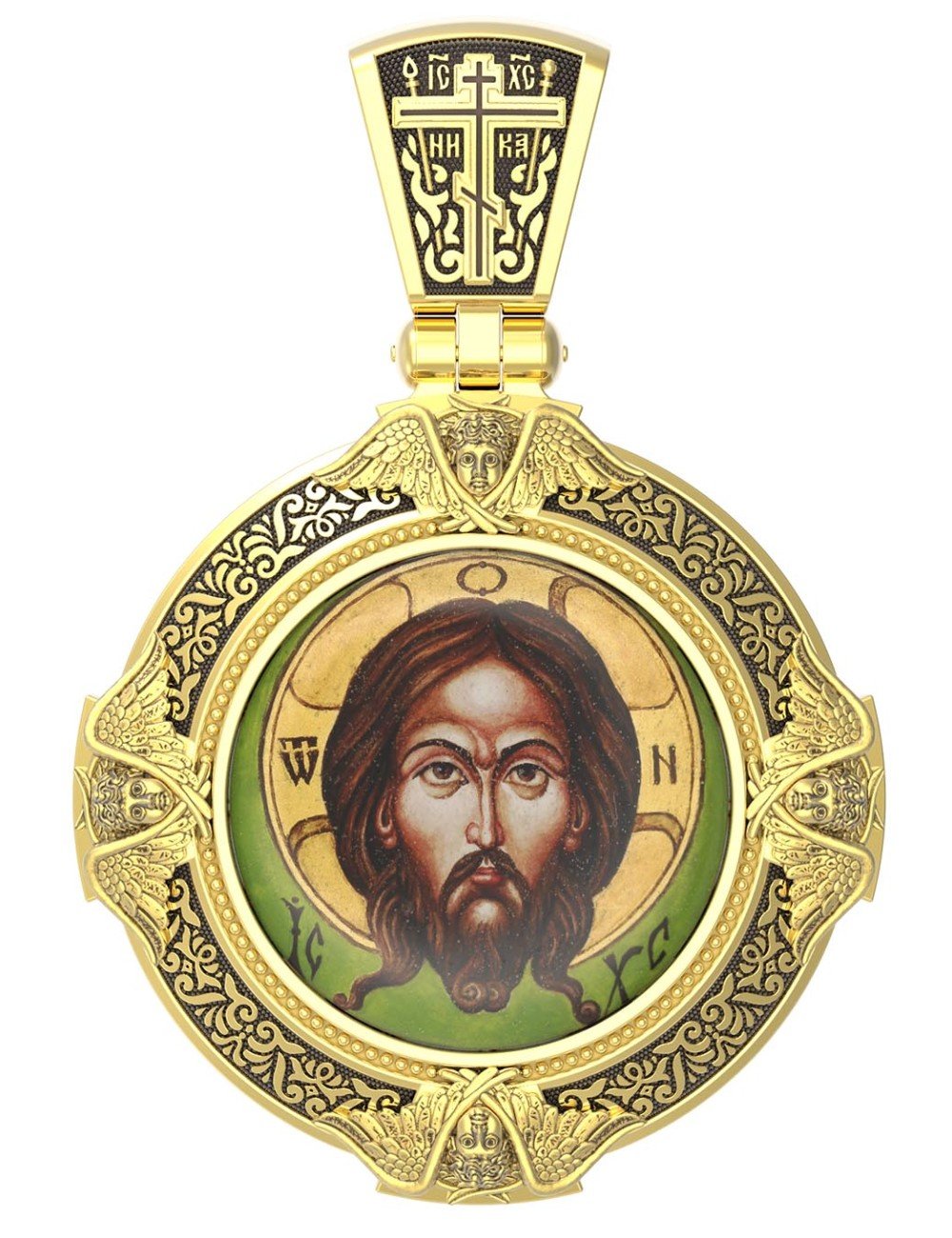 Образок из лимонного золота c эмалью и иконописью