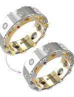 Кольцо из лимонного золота c бриллиантами и рубином