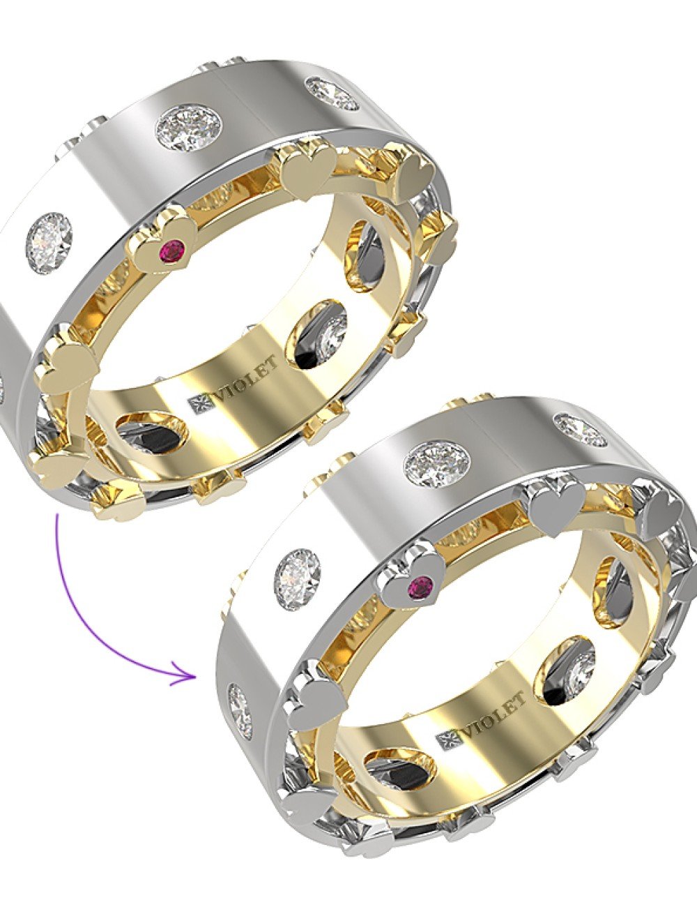 Кольцо из лимонного золота c бриллиантами и рубином