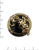 Кольцо из лимонного золота c эмалью, ониксом и рубином