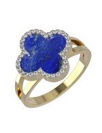Кольцо из лимонного золота c бриллиантами и лазуритом