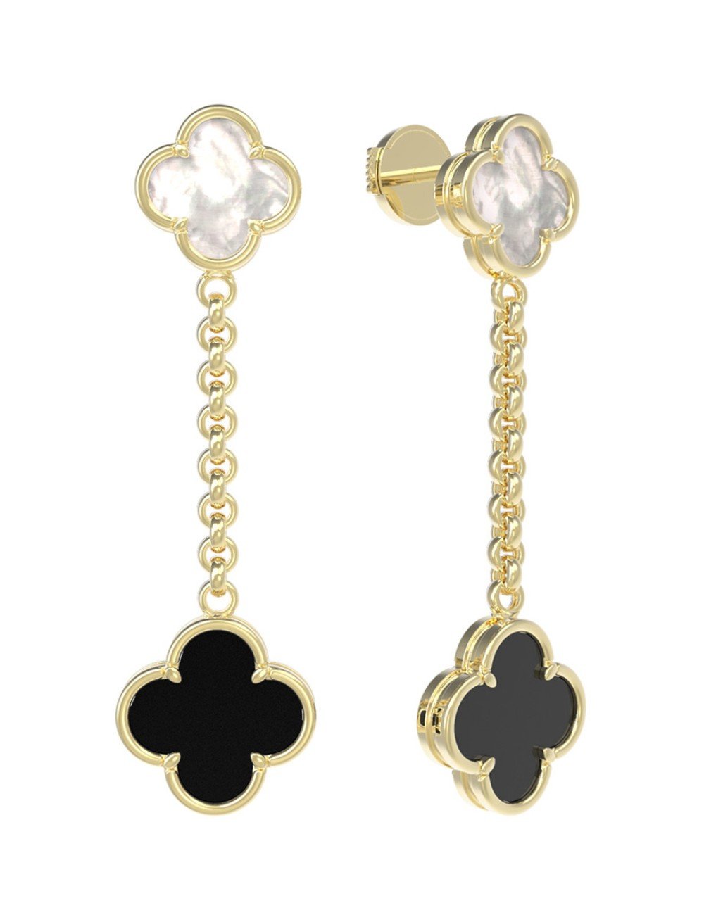 Серьги из лимонного золота c ониксом и перламутром