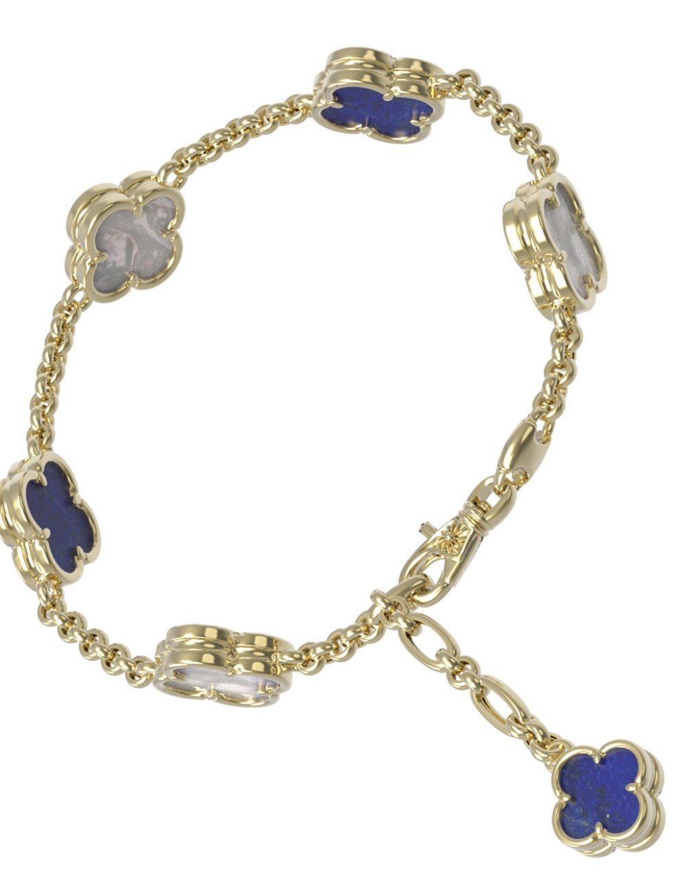 Браслет из лимонного золота c лазуритом и перламутром