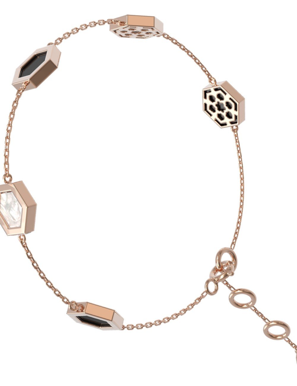 Браслет из золота c ониксом и перламутром