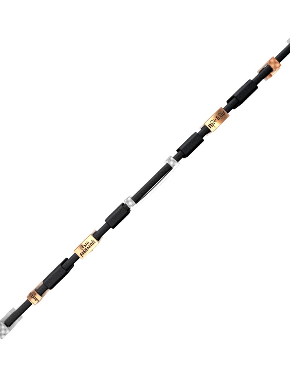 Браслет из белого золота c кожаным шнурком