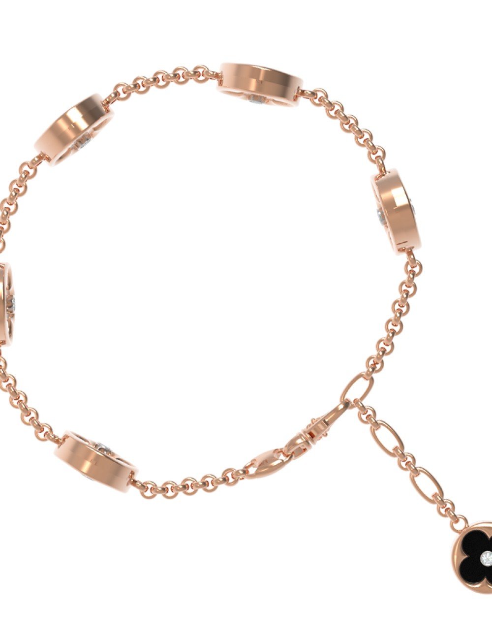 Браслет из золота c бриллиантами, ониксом и перламутром